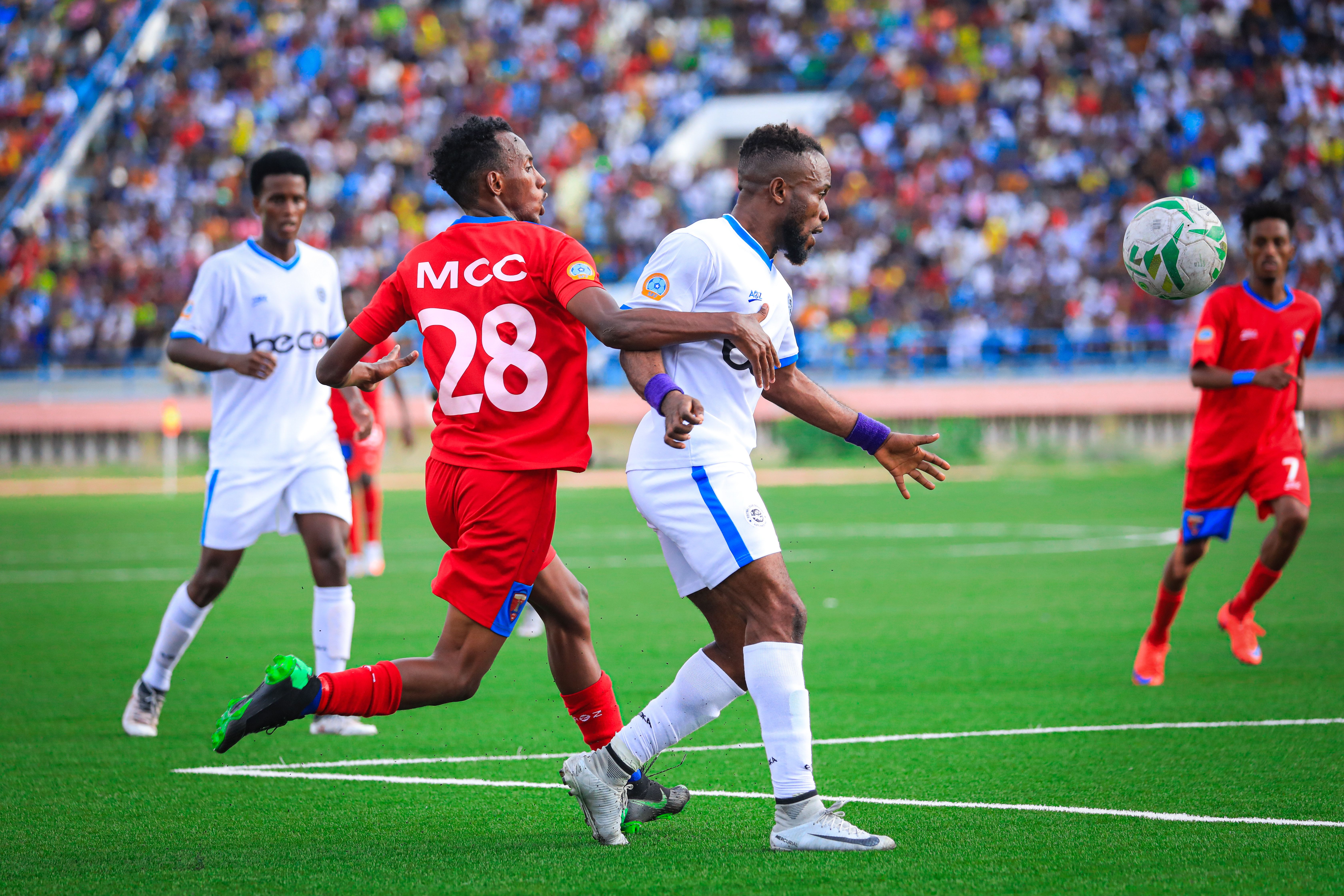 Professional soccer match in a stadium